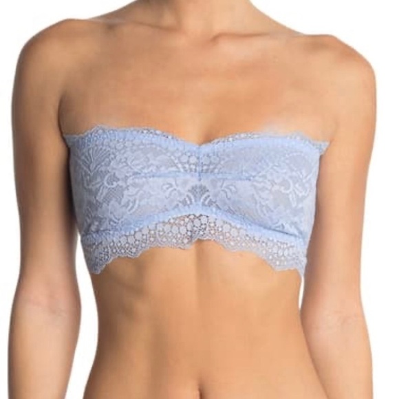 Free People Intimately Lace Bandeau Bras Lot (2) Bluemoon Quartz & Black Size XS - Picture 6 of 14